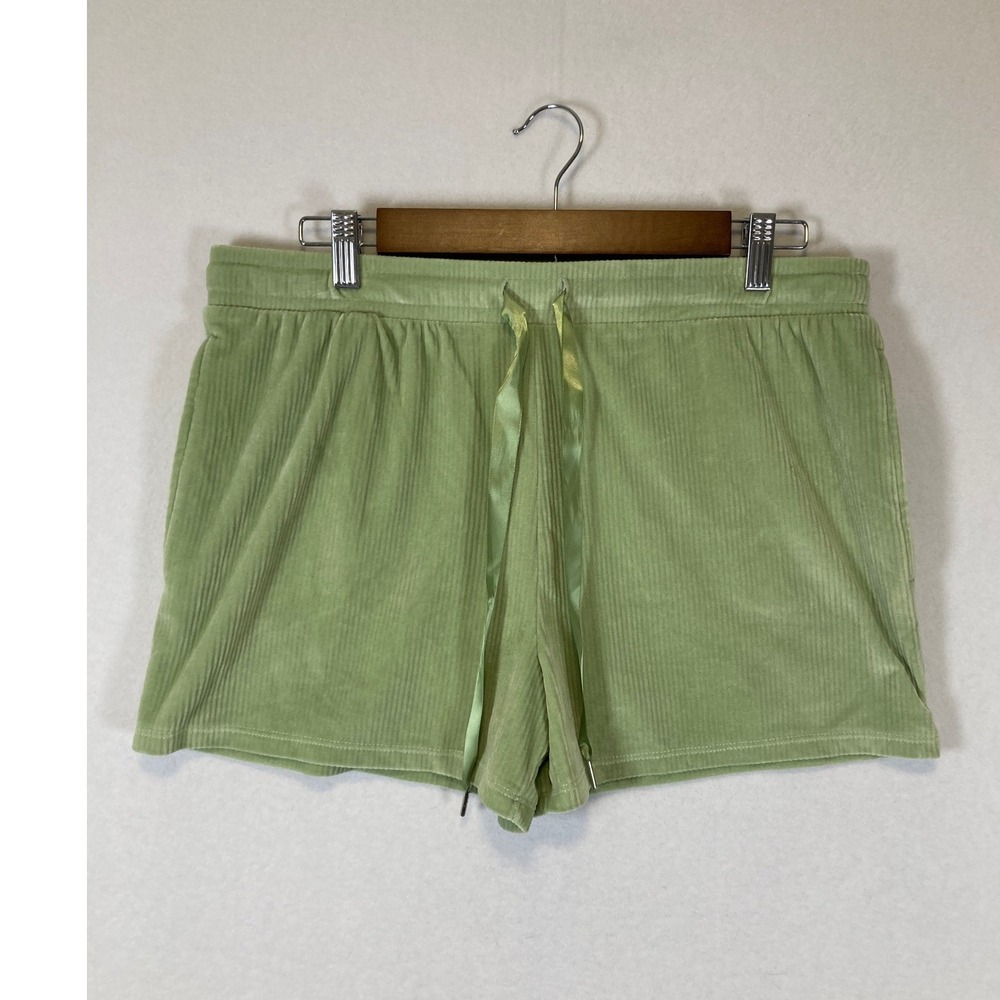 Cozystyle Jaclyn New York Women Large Sage‎ Green Ribbed Velour Lounge Shorts
